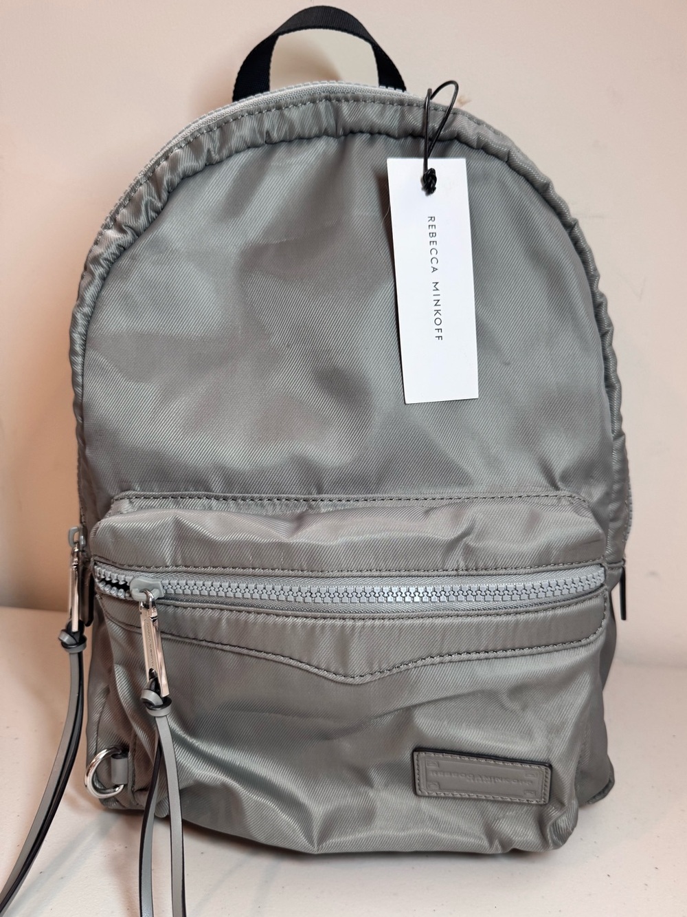 Rebecca Minkoff Pearl Gray Medium Zip Backpack